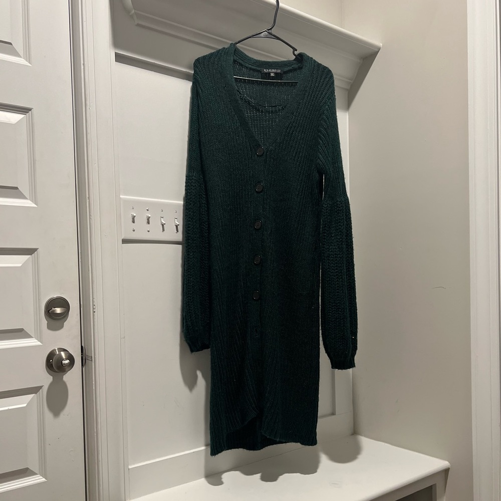 NWT Eloquii Cardigan Sweater Dress Dark Green
